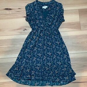 Apricot Green Leaf Print Dress